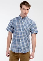 Camisa Woven Refine Regular Fit Azul a Cuadros