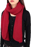 Bufanda larga de tela tejida unisex roja cálida gruesa para el cuello invierno Generico
