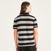 Polo Dockers Icon Rayas Negro y Gris