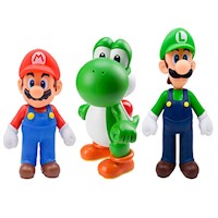 Pack 3 Figuras Yoshi, Mario y Luigi 12cm - 10cm Calidad PVC JFS Generico